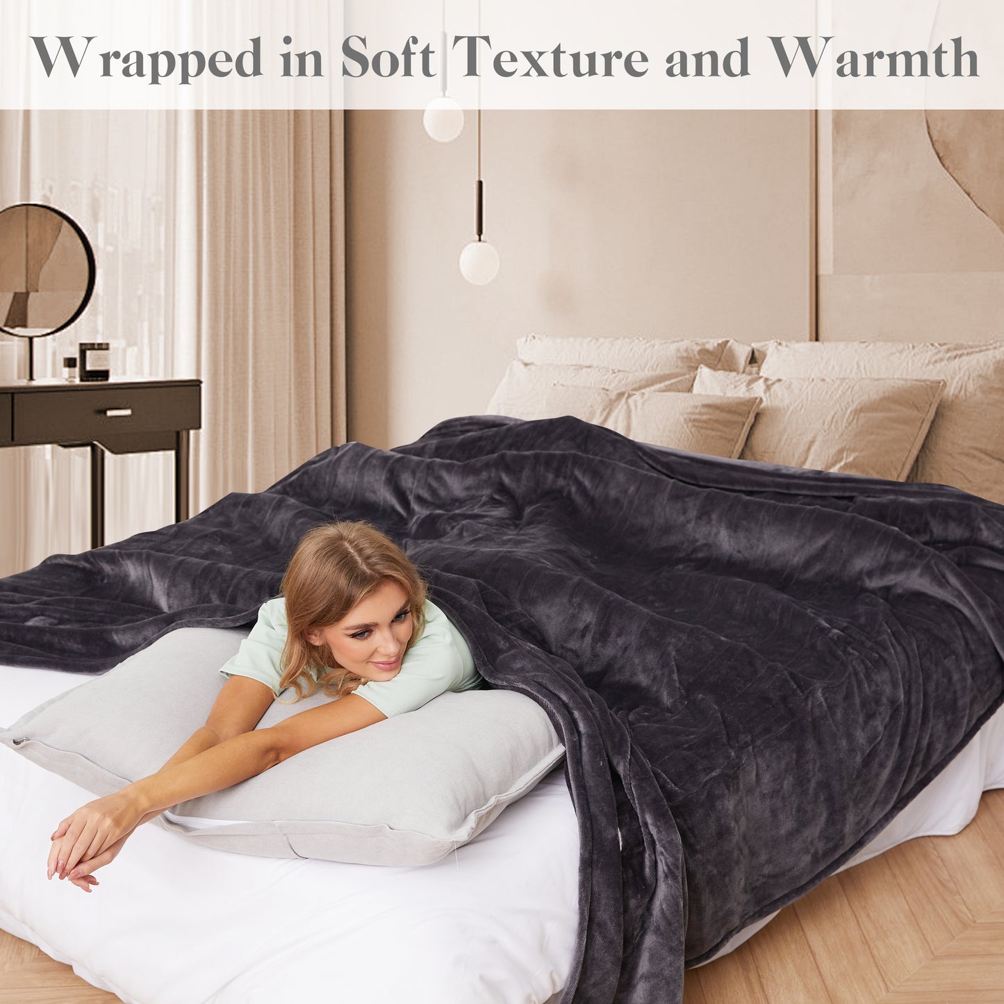 Electric Blanket 72"x 84" Full Size Soft Warm Flannel Fast Heating Blanket, 4 Fast Heating Levels & 10H Auto off, Multi-Color Option, for Home Office, Dark Grey