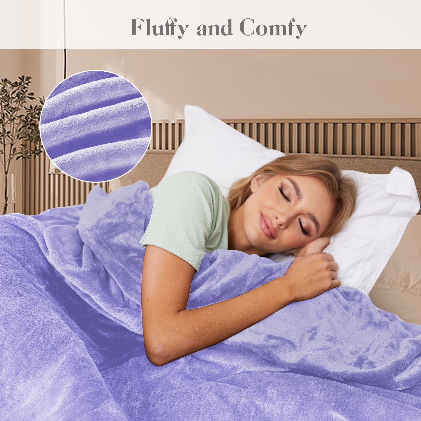 Electric Blanket 72"x 84" Full Size Soft Warm Flannel Fast Heating Blanket, 4 Fast Heating Levels & 10H Auto off, Multi-Color Option, for Home Office, Light Purple