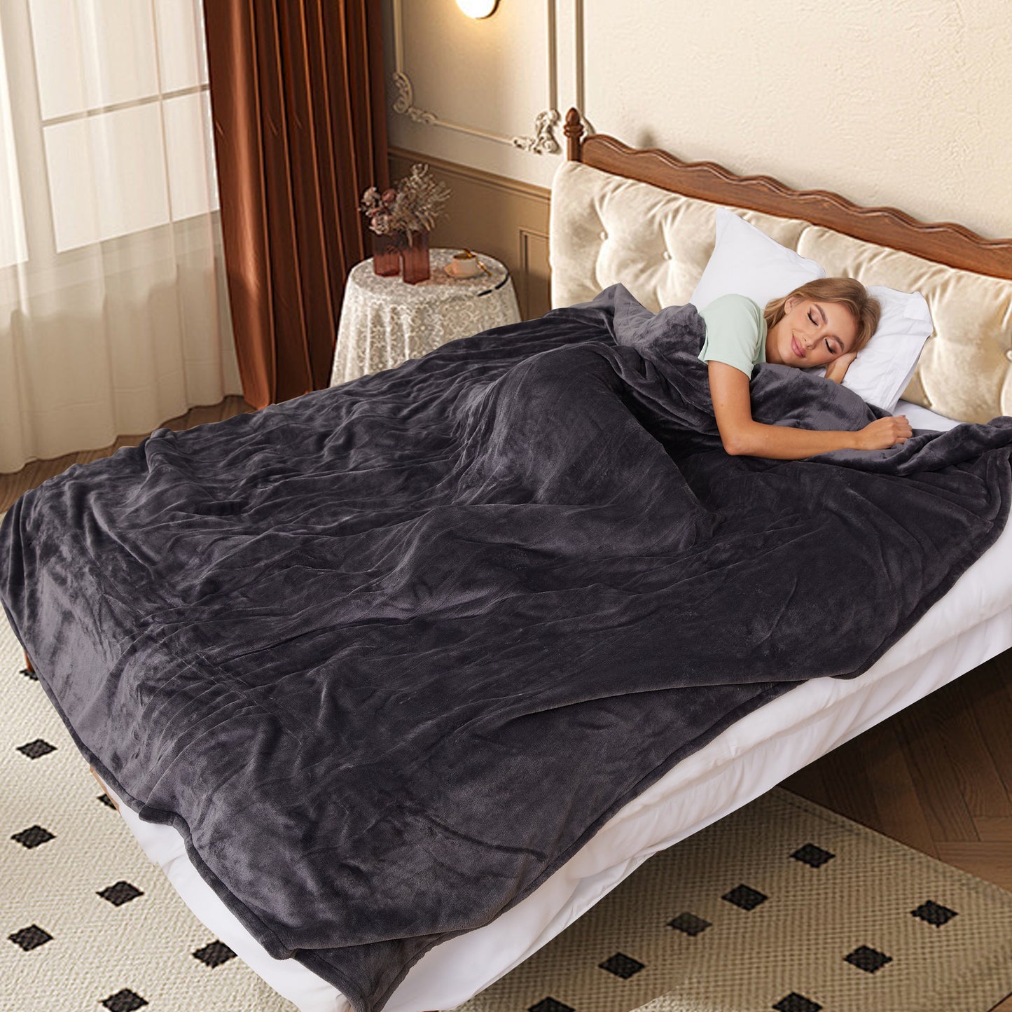 Electric Blanket 72"x 84" Full Size Soft Warm Flannel Fast Heating Blanket, 4 Fast Heating Levels & 10H Auto off, Multi-Color Option, for Home Office, Dark Grey