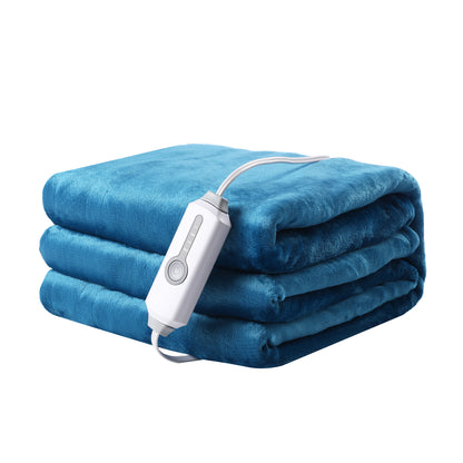 Heated Blanket Full Size 62"x 84" Soft Warm Flannel Fast Heating Blanket, 4 Fast Heating Levels & 1-10H Auto Off, Heat Protection Warm Blanket, Home Office, Blue