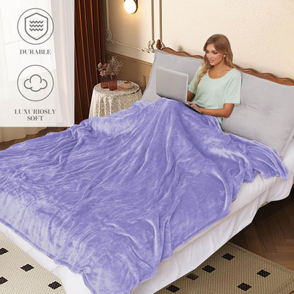 Electric Blanket 72"x 84" Full Size Soft Warm Flannel Fast Heating Blanket, 4 Fast Heating Levels & 10H Auto off, Multi-Color Option, for Home Office, Light Purple