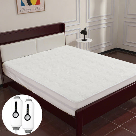 GONUES Heated Mattress Pad Queen Size 60"x80"-Dual Control, 10-Hour Auto-off & 4 Heat Settings, Fast Heating, Machine Washable, Soft Air - Layer, Hexagon Pattern