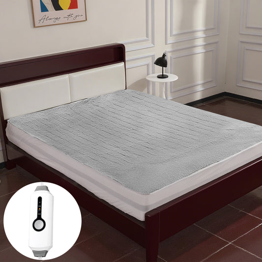 GONUES Heated Mattress Pad Twin Size 39"x75", Soft Coral Fleece Bed Warmer, 10-Hour Auto-off & 4 Heat Settings, Fast Heating, Machine Washable, Medium Gray