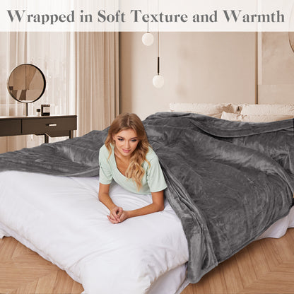 Electric Blanket 72"x 84" Full Size Soft Warm Flannel Fast Heating Blanket, 4 Fast Heating Levels & 10H Auto off, Multi-Color Option, for Home Office, Light Grey