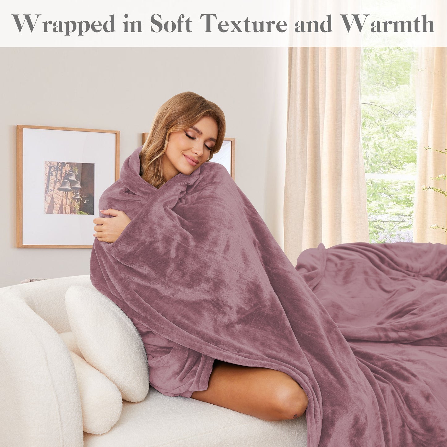 Electric Blanket 72"x 84" Full Size Soft Warm Flannel Fast Heating Blanket, 4 Fast Heating Levels & 10H Auto off, Multi-Color Option, for Home Office, Purple