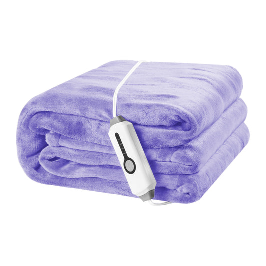 Electric Blanket 72"x 84" Full Size Soft Warm Flannel Fast Heating Blanket, 4 Fast Heating Levels & 10H Auto off, Multi-Color Option, for Home Office, Light Purple